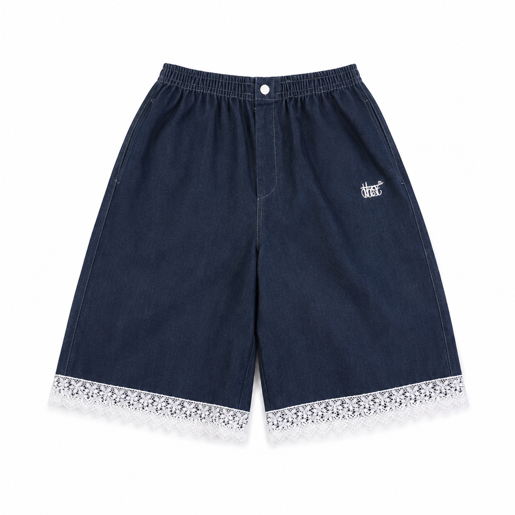 Denim Jort Indigo con Encaje.